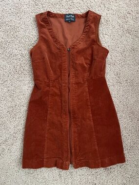 ModCloth Rust-Red Corduroy Zip Mini Dress